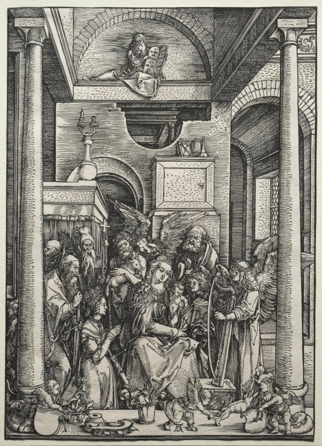 The Virgin and Child Surrounded by Saints and Angels by Albrecht Dürer (German, 1471–1528) - Classic Painting canvas print