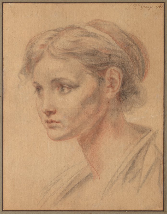 Head of a Girl by Jean-Baptiste Greuze (French, 1725–1805) - Classic Painting canvas print