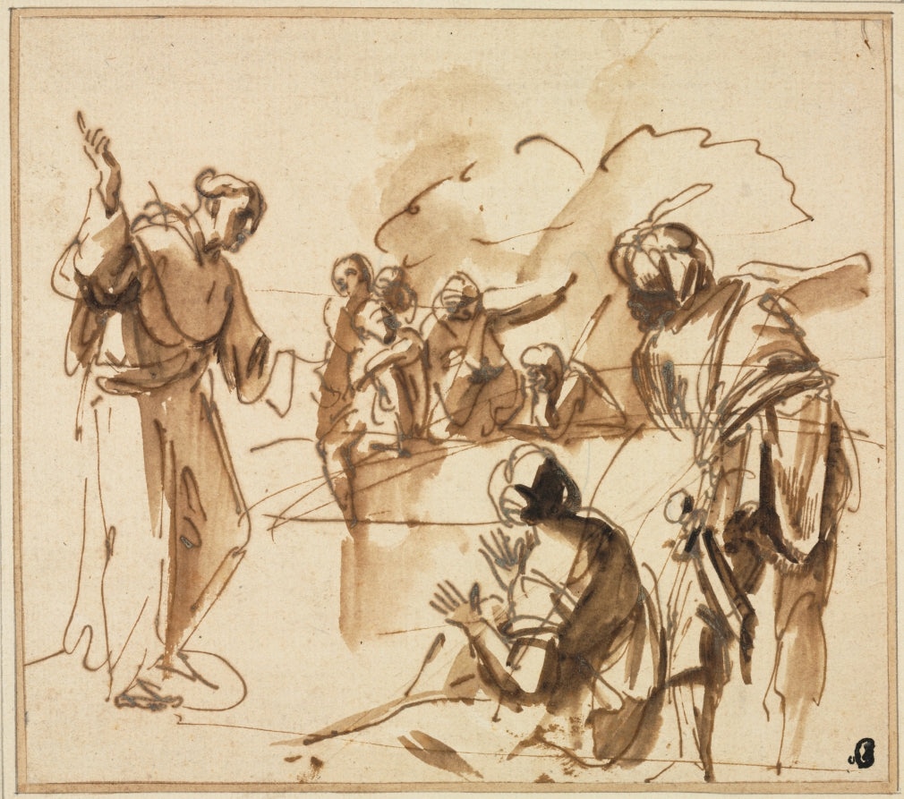 A Monk Preaching by Pier Francesco Mola (Italian, 1612–1666) - Classic Painting canvas print