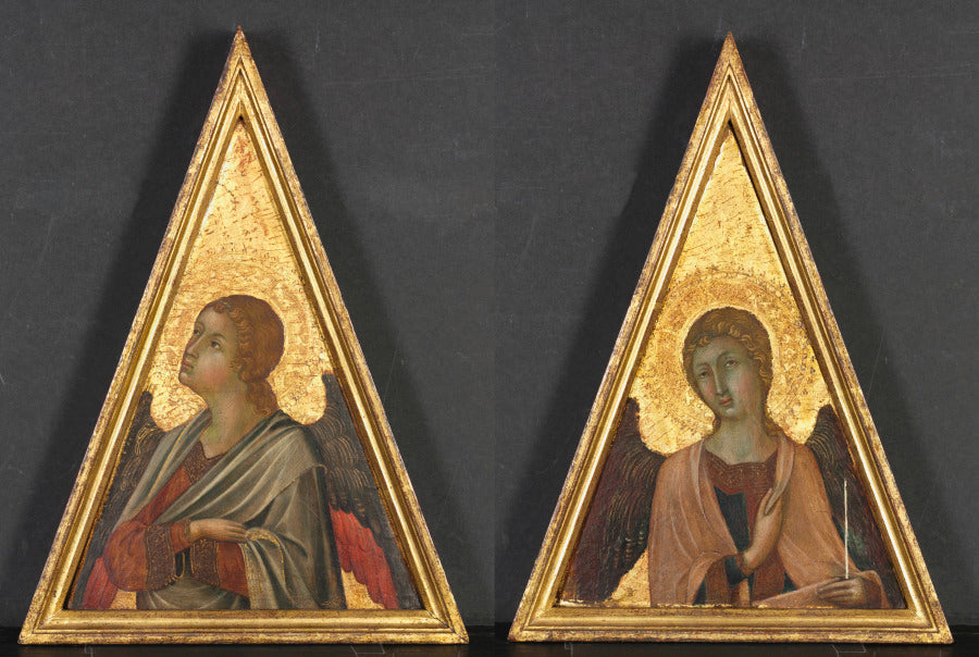 Pinnacle with Angel pair by Niccolò di Segna (Italian) - Classic Art canvas print
