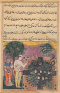 The prince, having deprived the snake of its natural food, a frog, feeds it with a piece of his own flesh, from a Tuti-nama Tales of a Parrot Eighteenth Night by  - Classic Art canvas print
