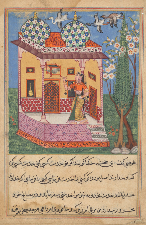 The Parrot Addresses Khujasta at the Beginning of the Twenty-sixth Night, from a Tuti-nama Tales of a Parrot by  - Classic Art canvas print