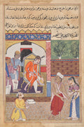 The magician, disguised as a Brahman, visits the king of Babylon, from a Tuti-nama Tales of a Parrot Thirty-fifth Night by  - Classic Art canvas print