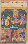 The vizier dissuades the king of Bahilistan from executing the dervish who asks for his daughters hand in marriage, from a Tuti-nama Tales of a Parrot Seventh Night by  - Classic Art canvas print