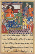 The handmaiden again pleads for the death of the prince, from a Tuti-nama Tales of a Parrot Eighth Night by Lalu (Indian, active mid-1500s) - Classic Art canvas print