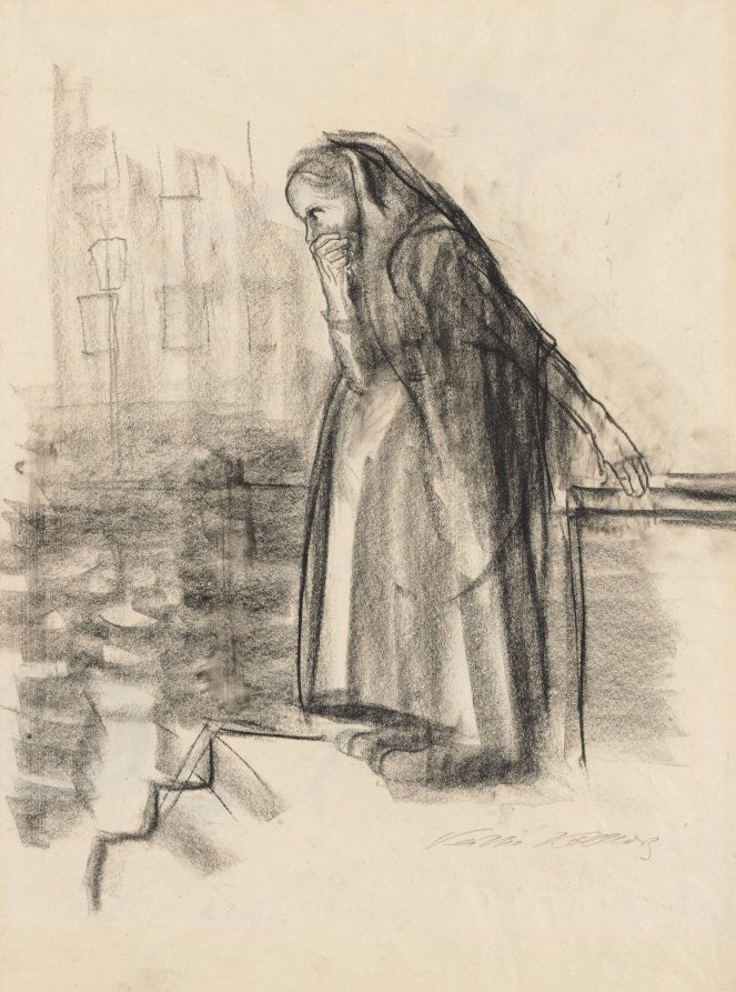 Pregnant Woman Contemplating Suicide recto by Käthe Kollwitz (German, 1867–1945) - Classic Painting canvas print