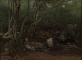 Lormes  Goat-Girl Sitting Beside a Stream in a Forest by Jean Baptiste Camille Corot (French, 1796–1875) - Realist canvas print