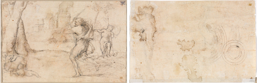 Romulus and Remus Found by Faustulus recto Concentric Circles verso by Romanino (Italian, 1484/87–1562) - Classic Painting canvas print
