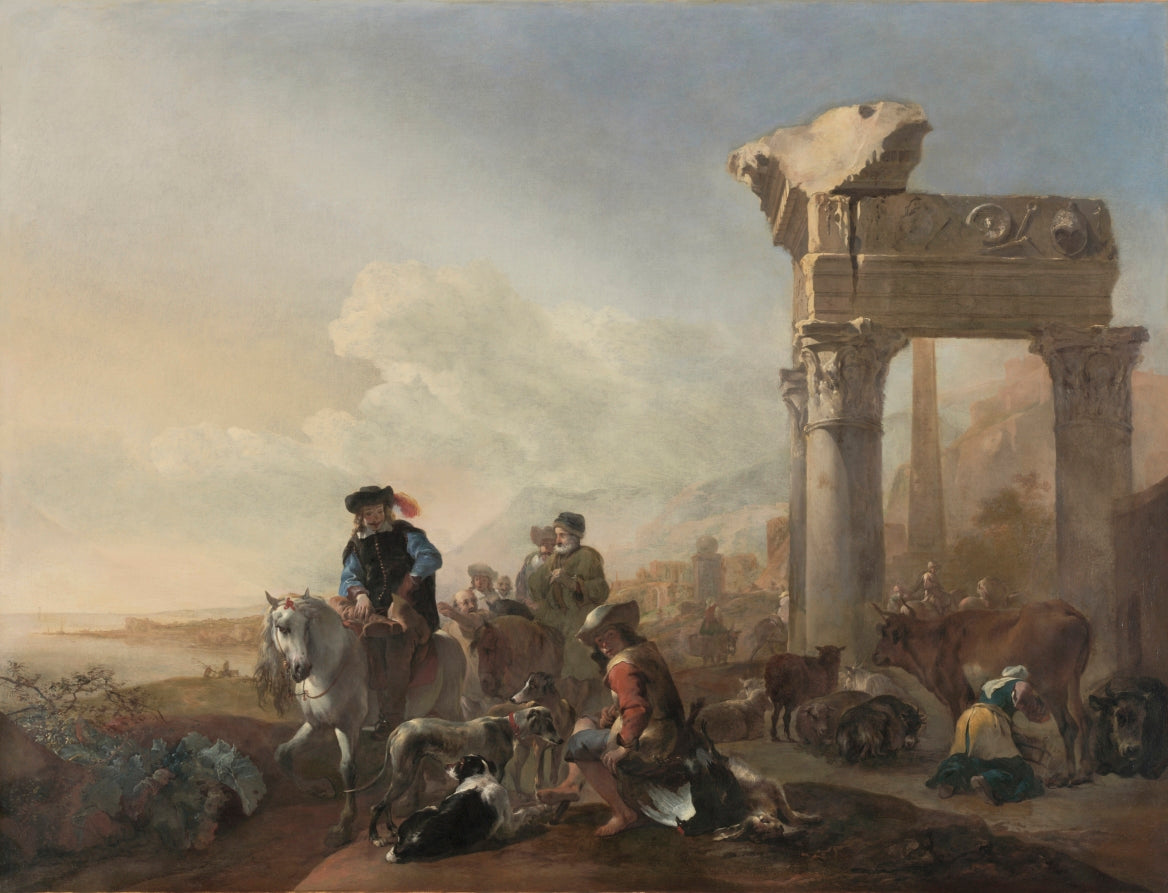 Hunters Near Ruins by Jan Baptist Weenix (Dutch, 1621–1660) - Classic Art canvas print