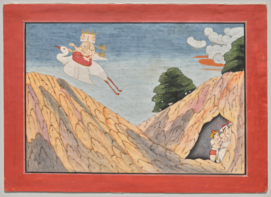 Brahma Hides the Cowherds and the Calves in the Cave, page from a  Bhagavata Purana by  - Classic Art canvas print