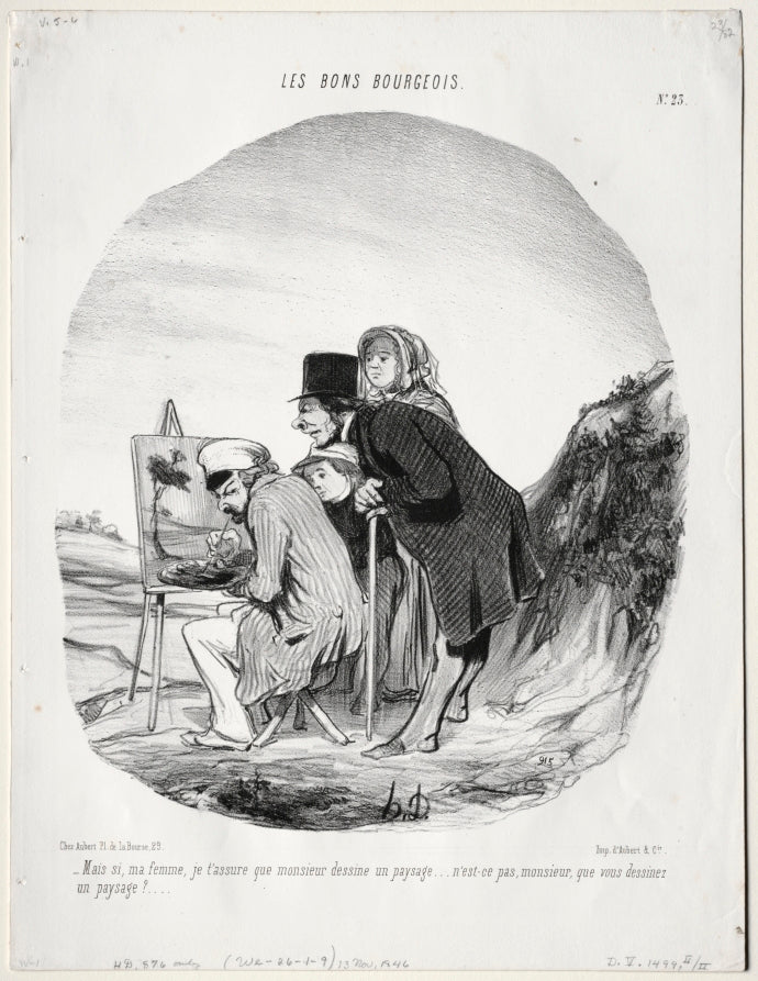 But yes, my dear, I assure you that this gentleman is drawing a landscape... by Honoré Daumier (French, 1808–1879) - Classic Painting canvas print