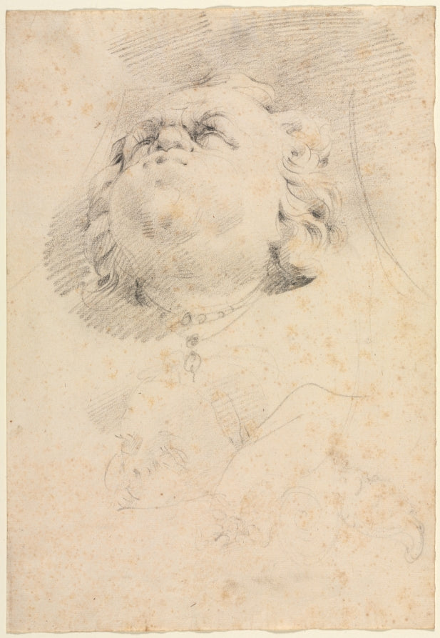 Sketch of a Heads after Giambologna's Neptune Fountain by Christophe Veyrier (French, 1637–1689) - Classic Painting canvas print