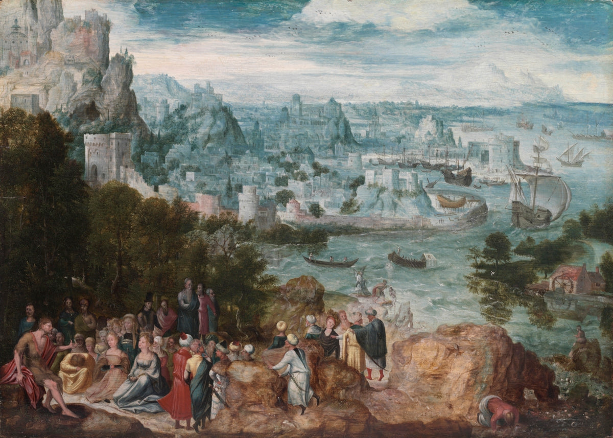 Landscape with Saint John the Baptist by Herri met de Bles (Flemish, 1510–1572) - Classic Art canvas print