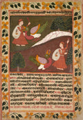 Ravana battles the great vulture Jatayu and defeats him by throwing stones in his mouth, folio 18 recto from a Chandana Malayagiri Varta Story of King Chandana and Queen Malayagiri of Karamachand by  - Classic Art canvas print