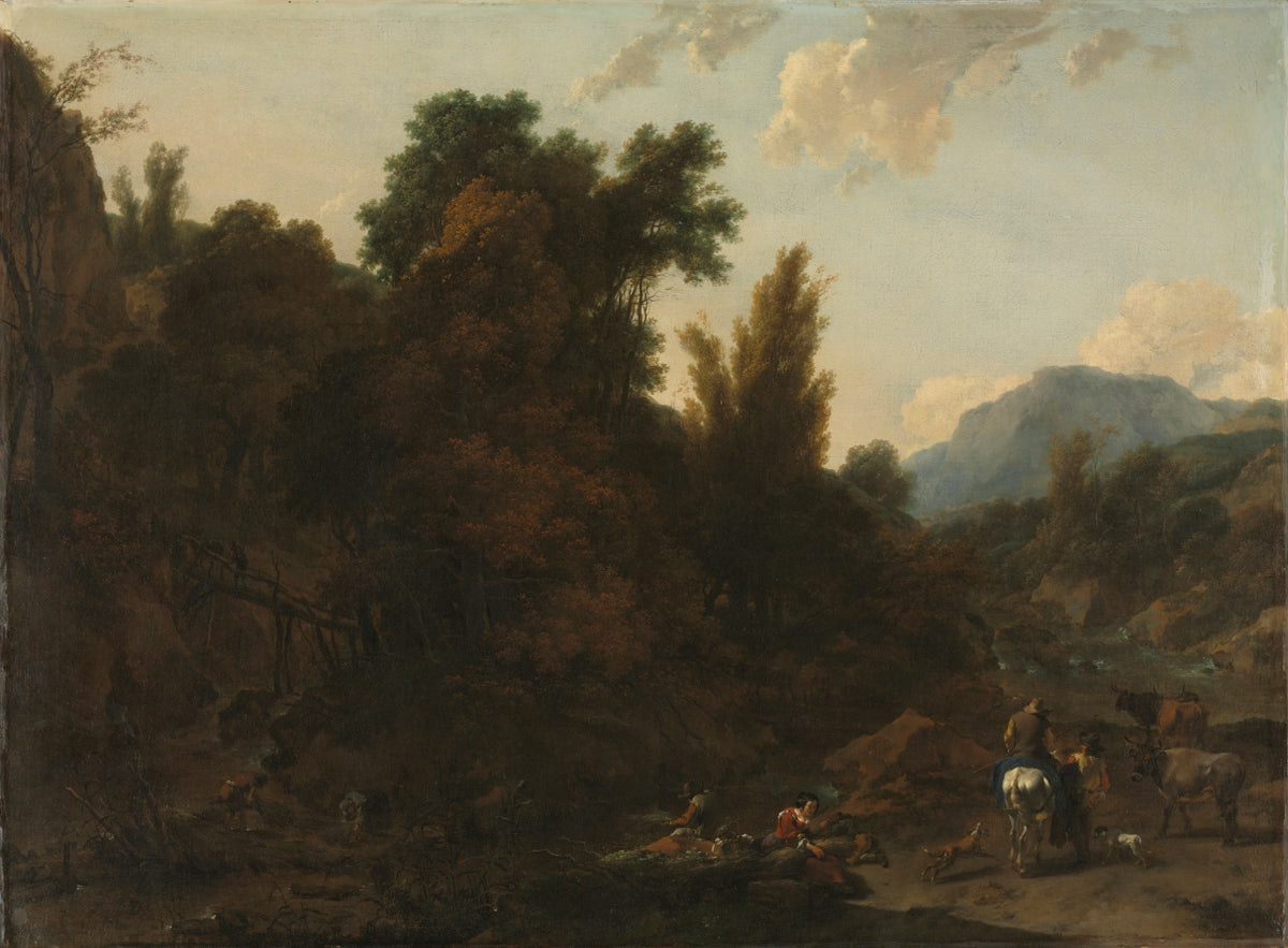 Rush Gatherers by Nicolaes Berchem (Dutch, 1620–1683) - Classic Art canvas print