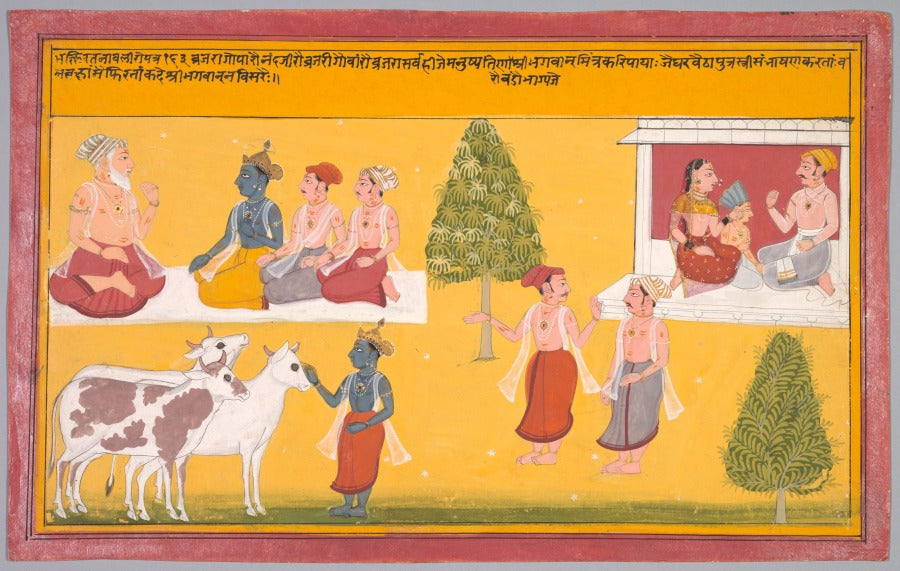 Friends of Krishna, folio 163 from a Bhakti Ratnavali of Vishnu Puri by  - Classic Art canvas print