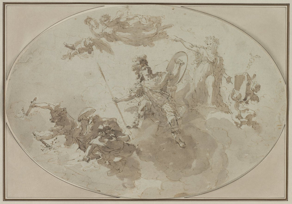 Ceiling Study Allegory of Peace and War by Giuseppe Bernardino Bison (Italian, 1762–1844) - Classic Painting canvas print