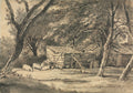 Farm with Pigs Foraging by Henry Edridge (British, 1769–1821) - Classic Painting canvas print