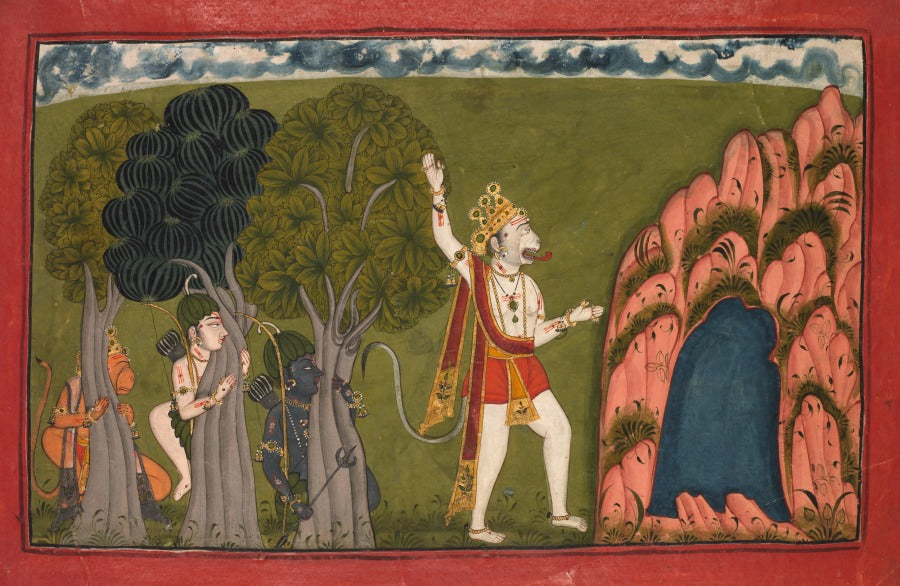 Sugriva challenges his brother Vali, King of the Forest Dwellers, to a duel, folio 10 from the Kishkindha Kanda Book of Kishkindha of a Ramayana Ramas Journey by  - Classic Art canvas print