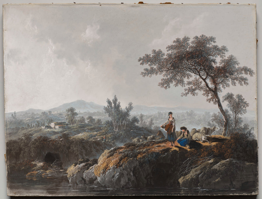 Shepherds in a Landscape by Jean Baptiste Pillement (French, 1728–1808) - Classic Painting canvas print
