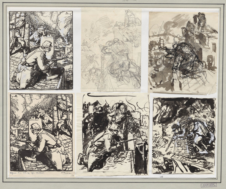 Dfense d'un village aprs Charleroi by Auguste Louis Lepère (French, 1849–1918) - Classic Painting canvas print