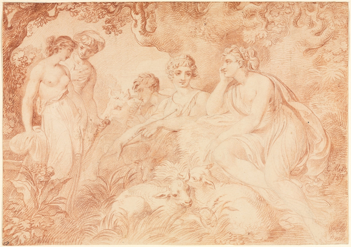 Shepherds and Shepherdesses by Conrad Martin Metz (German, 1749–1827) - Classic Painting canvas print