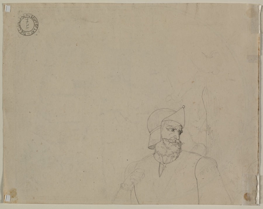 Soldier in a Landscape verso by Carl Ludwig Tischbein (German, 1797–1855) - Classic Painting canvas print