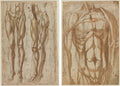 Two Studies of a Flayed Man recto Study of a Flayed Torso verso by Bartolommeo da Arezzo (Italian, active about 1550–80) - Classic Painting canvas print
