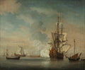 English Warship Firing a Salute by  - Classic Art canvas print