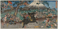 Picture of Minamoto no Yoritomo's Hunt on the Slopes of Mount Fuji by Utagawa Yoshifuji (Japanese, 1828–1887) - Classic Painting canvas print