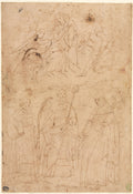 Madonna and Child in Glory above Three Saints by Giovanni Battista Paggi (Italian, 1554–1627) - Classic Painting canvas print