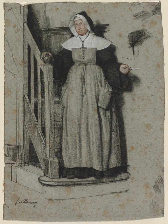 The Letter of Admission, Interior of a Convent by François Bonvin (French, 1817–1887) - Classic Painting canvas print