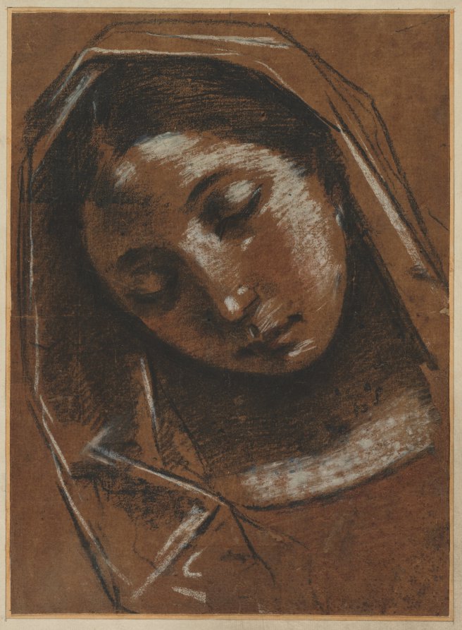 Head of the Virgin by Giacomo Cavedone (Italian, 1577–1660) - Classic Painting canvas print