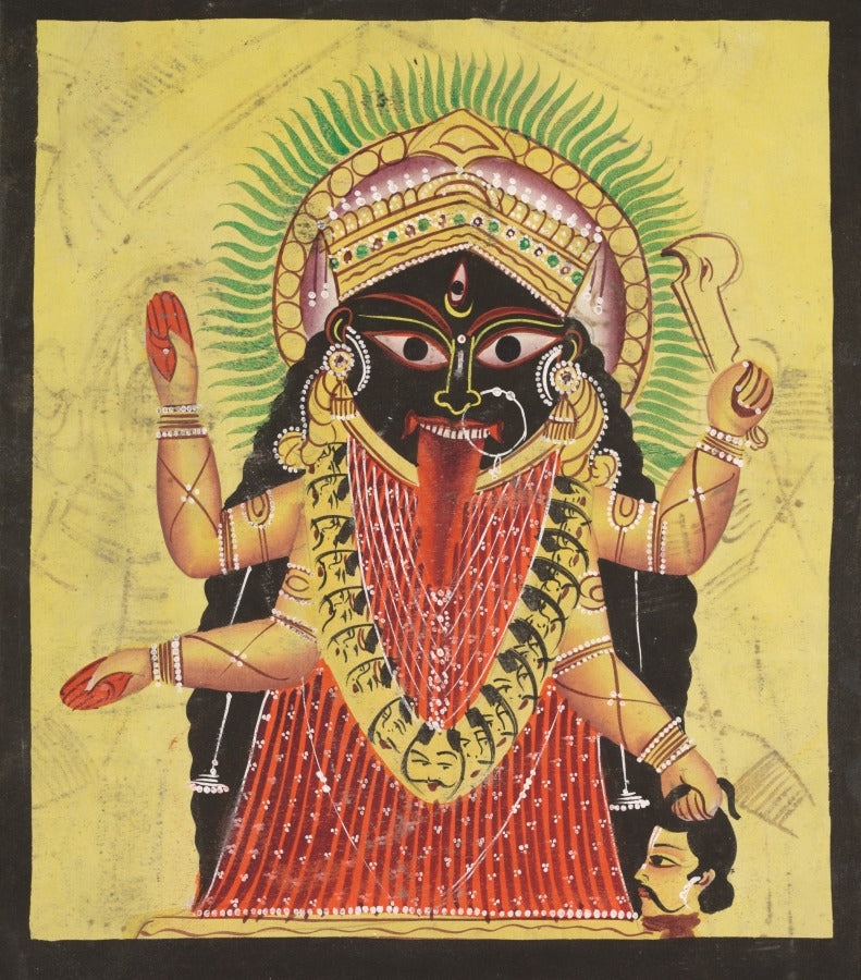 Kali Enshrined verso, from a Kalighat album by  - Classic Art canvas print