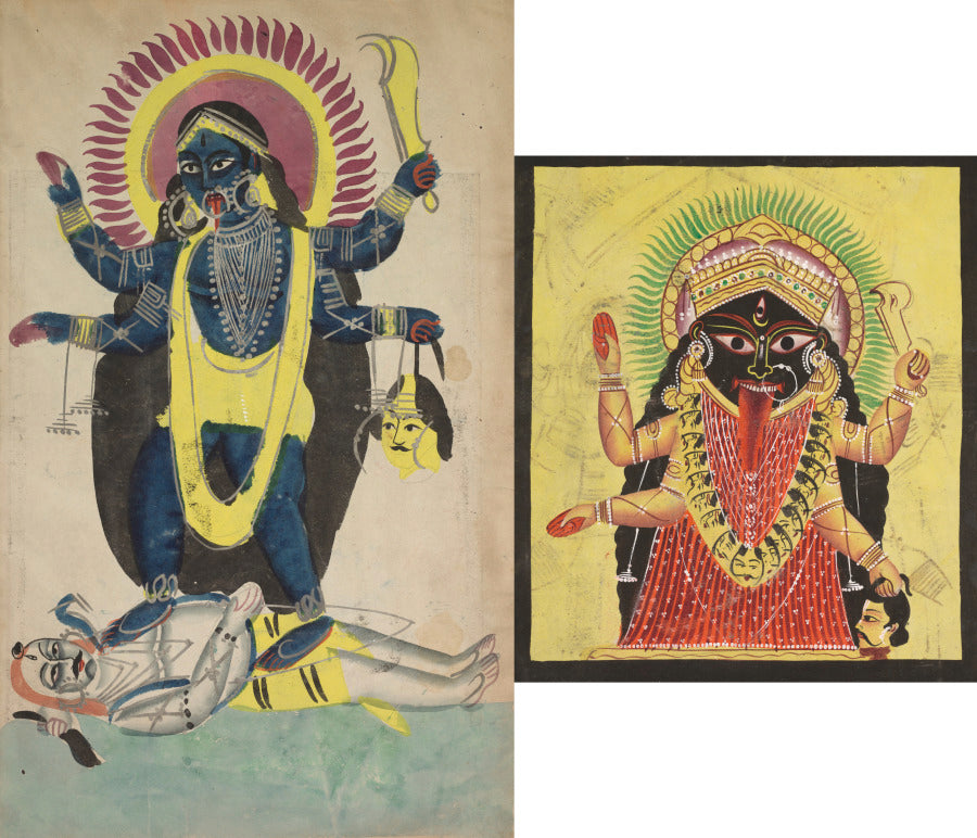 Leaf from a Kalighat album Two Aspects of Kali by  - Classic Art canvas print