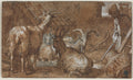 A Barnyard with Goats and a Goatherd by Abraham Bloemaert (Dutch, 1566–1651) - Classic Painting canvas print