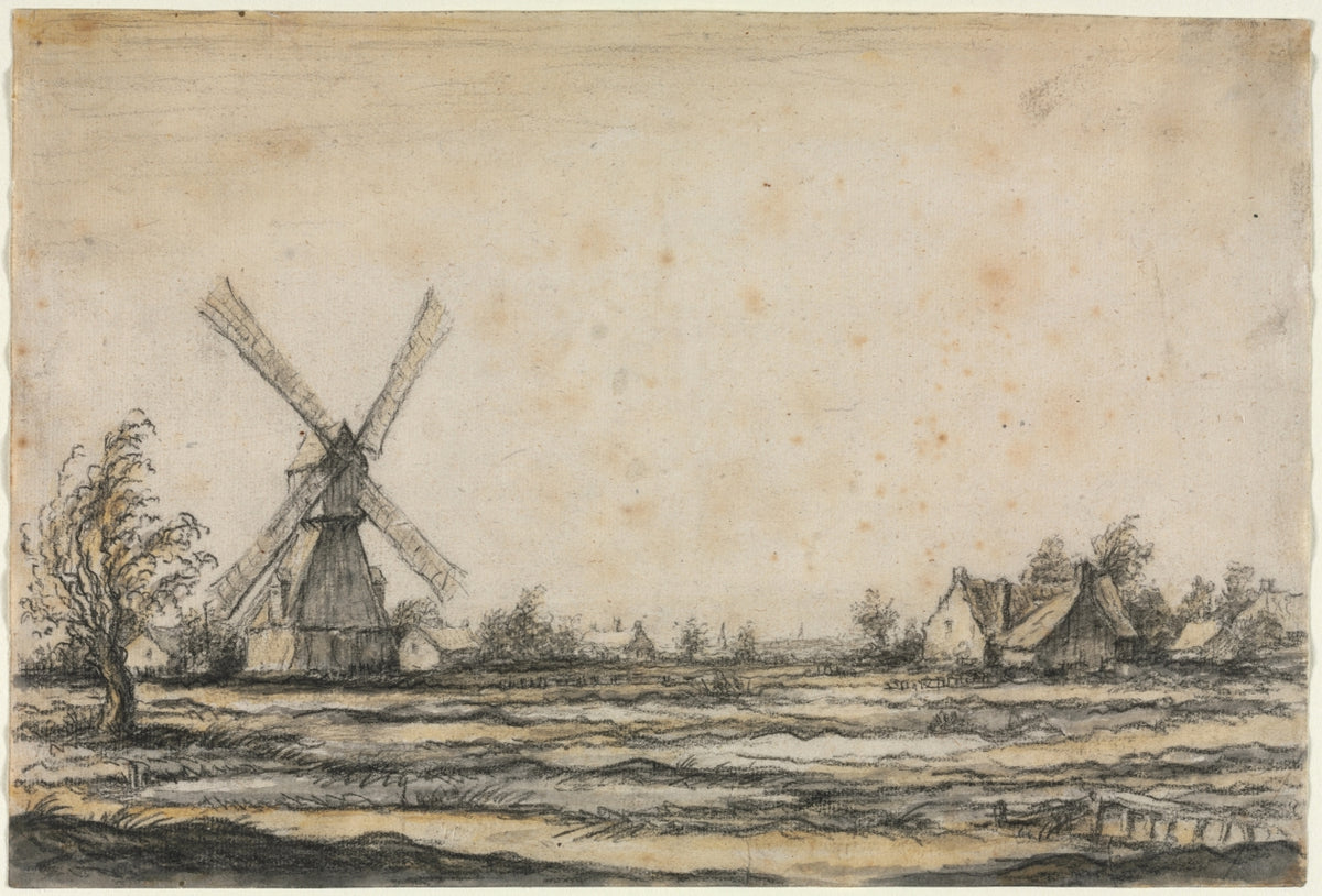 Landscape with a Windmill near a Farmstead by Aelbert Cuyp (Dutch, 1620–1691) - Classic Painting canvas print