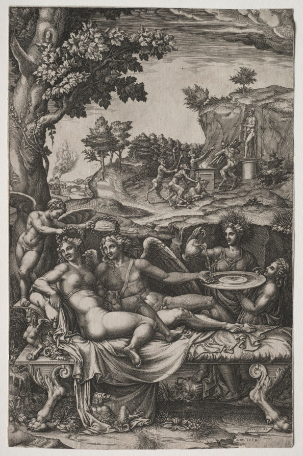 Cupid and Psyche by Giorgio Ghisi (Italian, 1520–1582) - Classic Painting canvas print