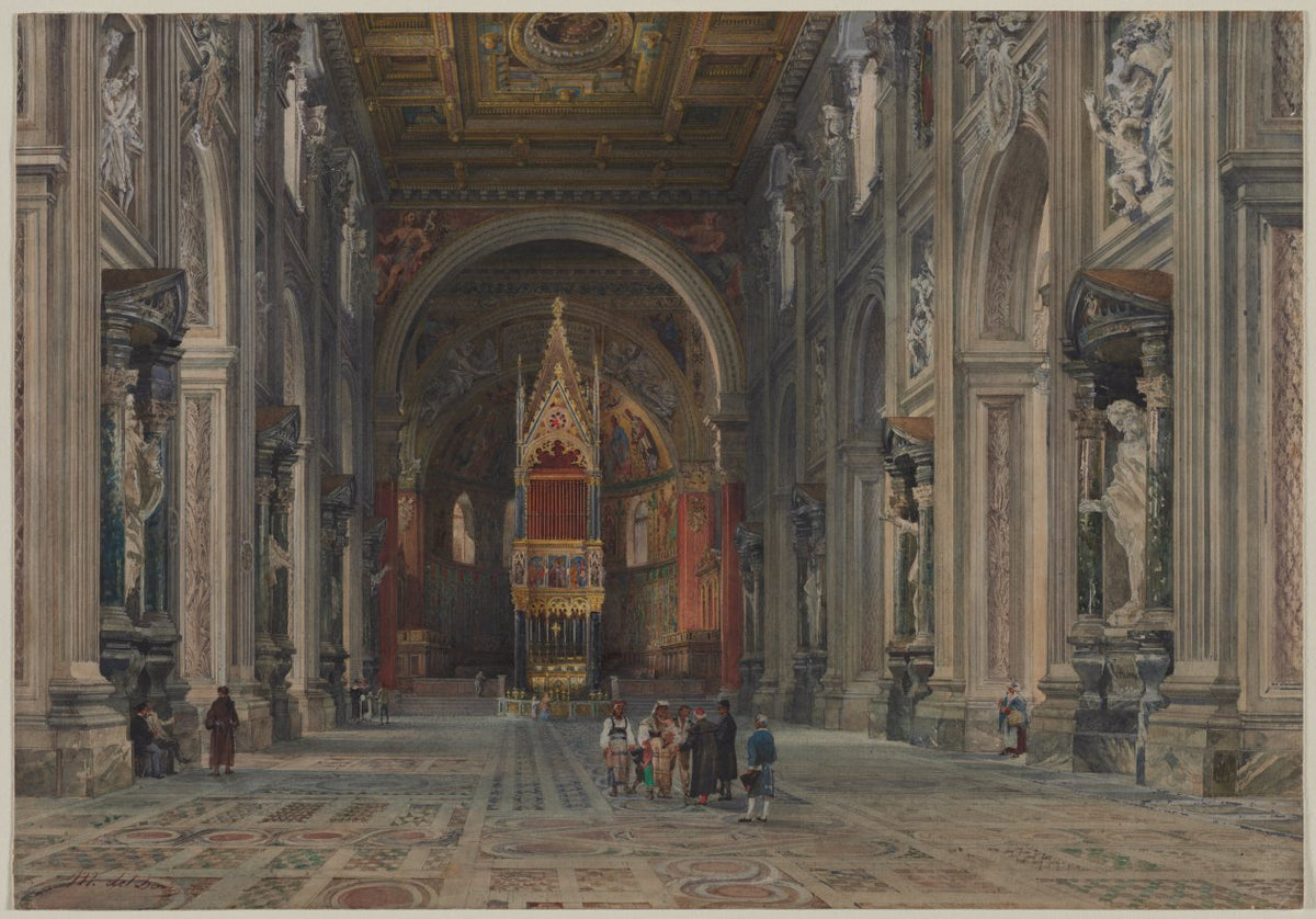 Interior of San Giovanni in Laterano, Rome by Martino del Don (Italian) - Classic Painting canvas print