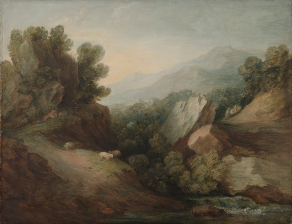 Rocky, Wooded Landscape with a Dell and Weir by Thomas Gainsborough (British, 1727–1788) - Classic Art canvas print