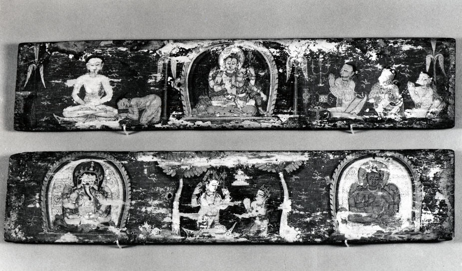 Pair of Hindu Manuscript Covers by  - Ink Painting canvas print