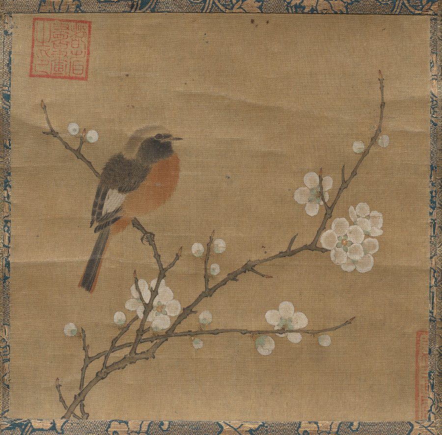 Bird on a Flowering Branch by  - Classic Art canvas print