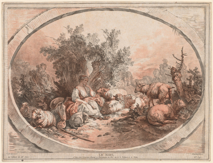 Noon by Gilles Demarteau (French, 1722–1776) - Classic Painting canvas print