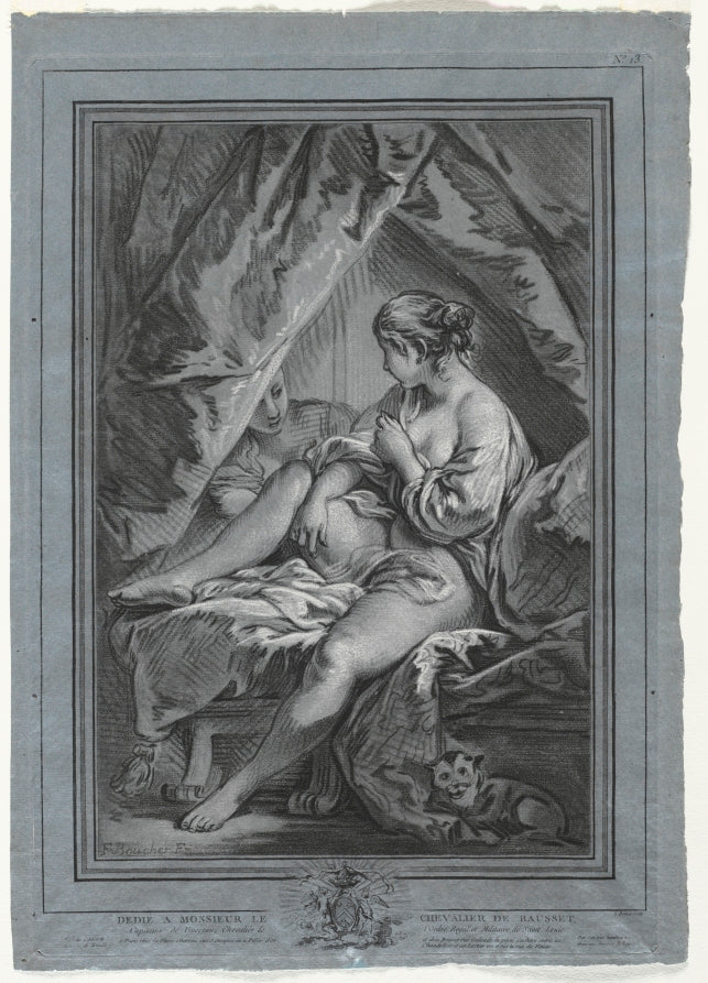 Young Woman Seated on a Bed by Louis-Marin Bonnet (French, 1736–1793) - Classic Painting canvas print