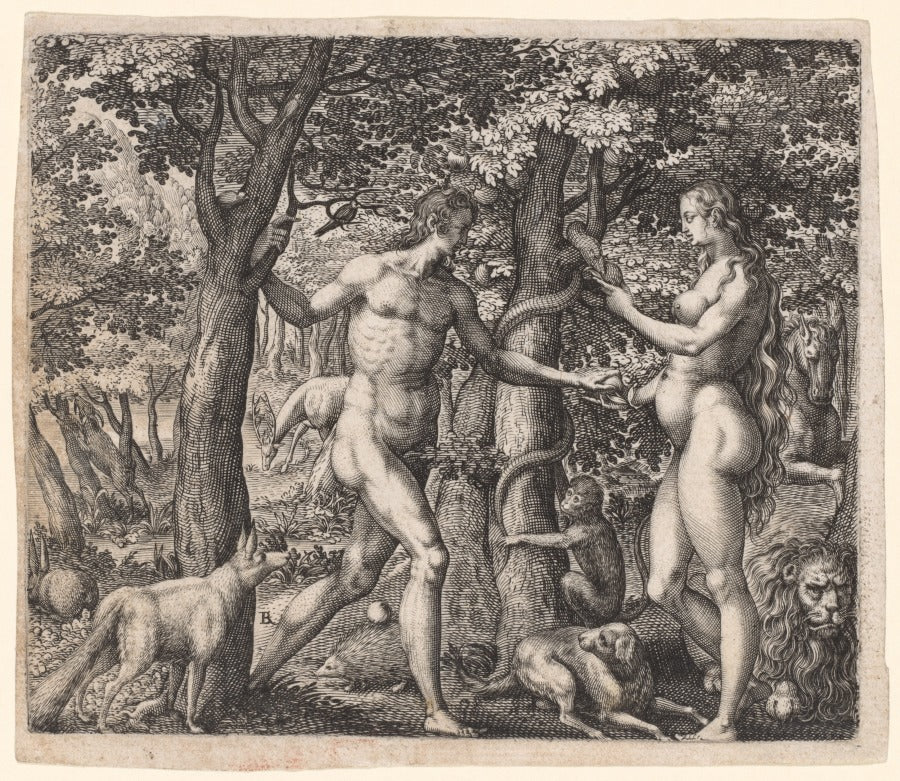 Adam and Eve by Robert Boissard (French, 1570–after 1603) - Classic Painting canvas print