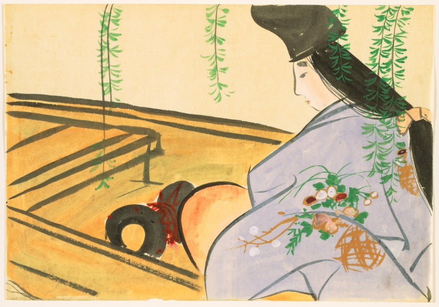 Flowers of a Hundred Worlds Momoyogusa Asazuma in Her Boat Asazuma-bune by Kamisaka Sekka (Japanese, 1866–1942) - Classic Painting canvas print