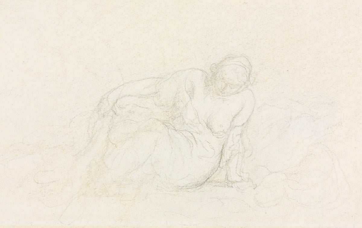 Reclining Woman Leaning on Her Arm verso by Honoré Daumier (French, 1808–1879) - Classic Painting canvas print