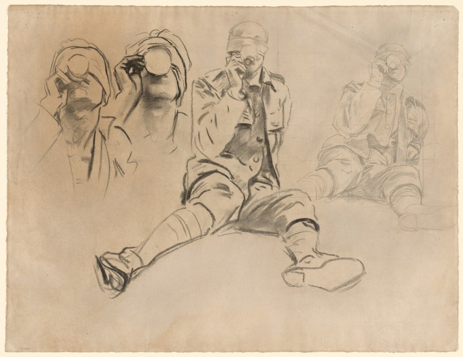 Studies of a Soldier Drinking, for Gassed recto by John Singer Sargent (American, born Italy, 1856–1925) - Classic Painting canvas print