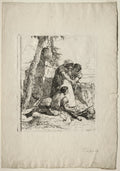 Scherzi di Fantasia Magician Pointing Out a Burning Head to Two Youths by Giovanni Battista Tiepolo (Italian, 1696–1770) - Classic Painting canvas print