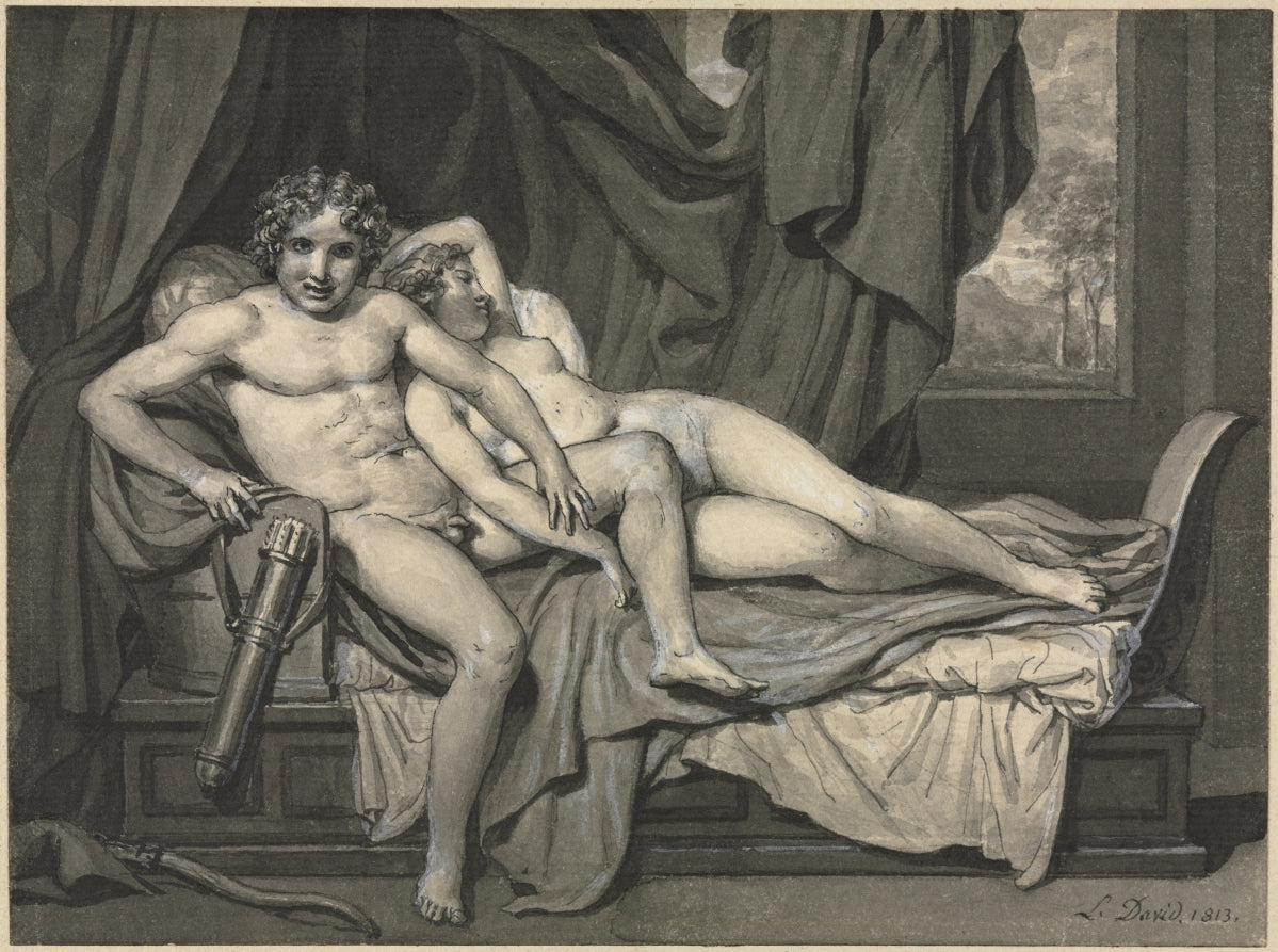 Cupid and Psyche by Jacques-Louis David (French, 1748–1825) - Classic Painting canvas print